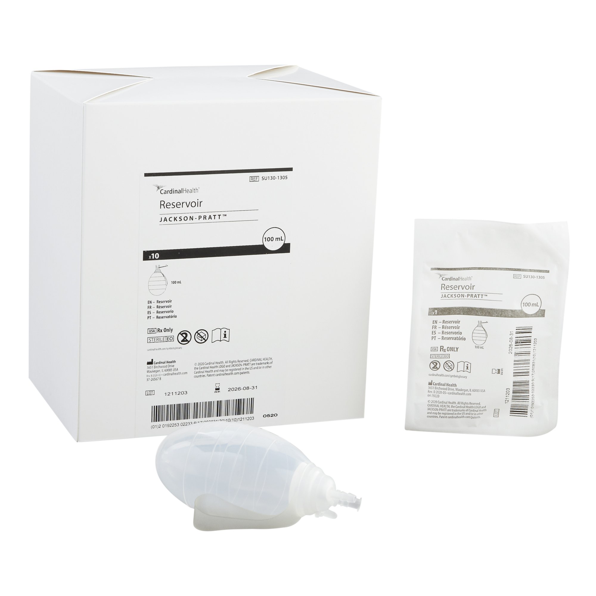 Reservoir Silicone Bulb Evacuator Drainage Jackson-Pratt® 100 mL (1/EA 30/CS) by Cardinal  ID SU130-1305